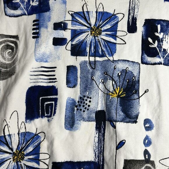 Jess & Jane Top Womens Medium Lily Abstract Floral Print 3/4 Sleeve Cotton - Picture 3 of 8